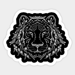 Year of the Floral Tiger white Sticker
